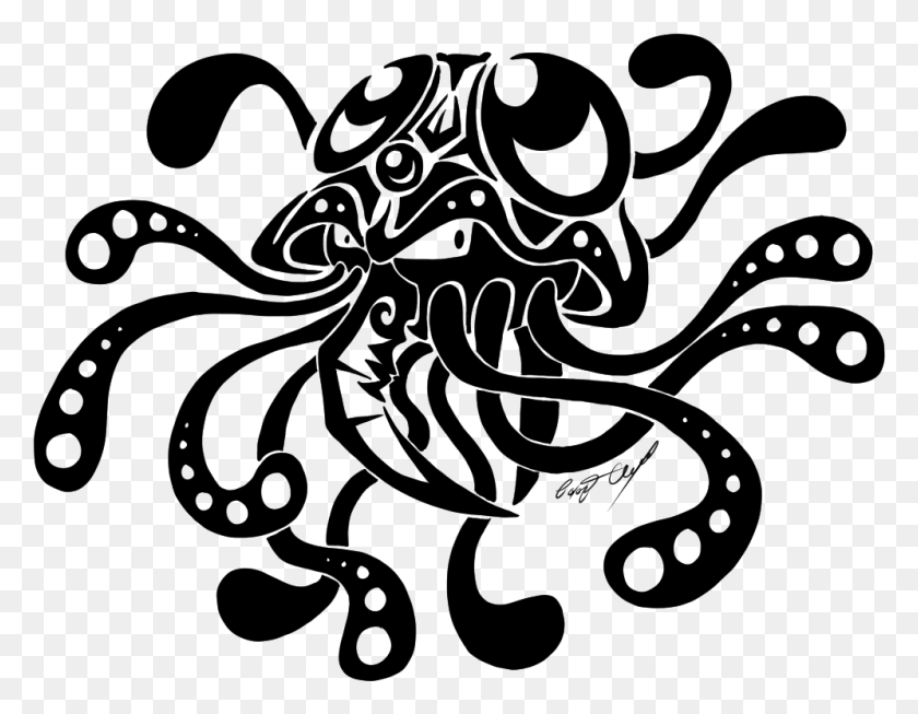 996x758 Tentacool Tribal Tribal A Color Pokemon, Gray, World Of Warcraft HD PNG Download