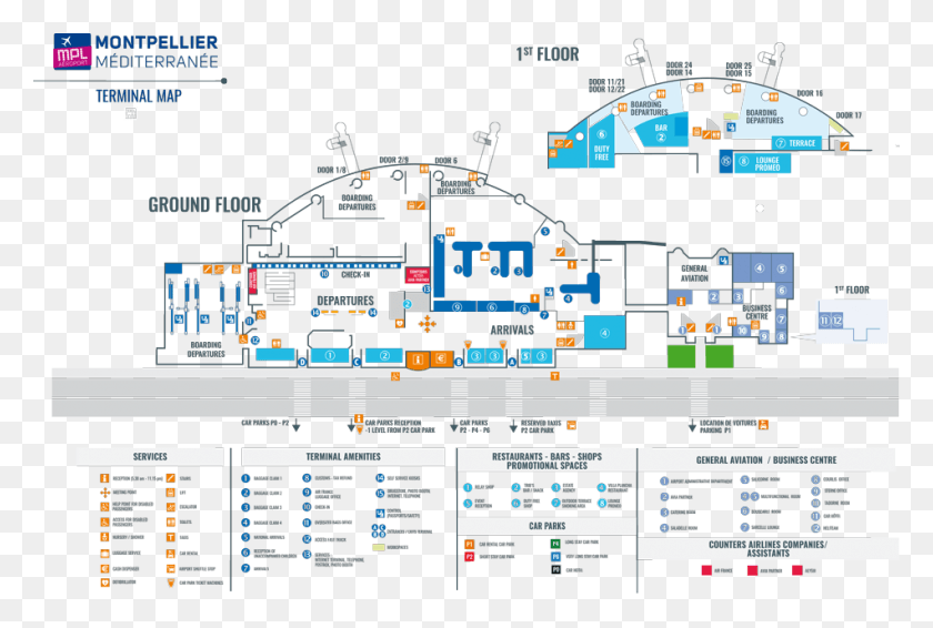 950x617 Descargar Png / Mapa De La Terminal Del Aeropuerto De Montpellier