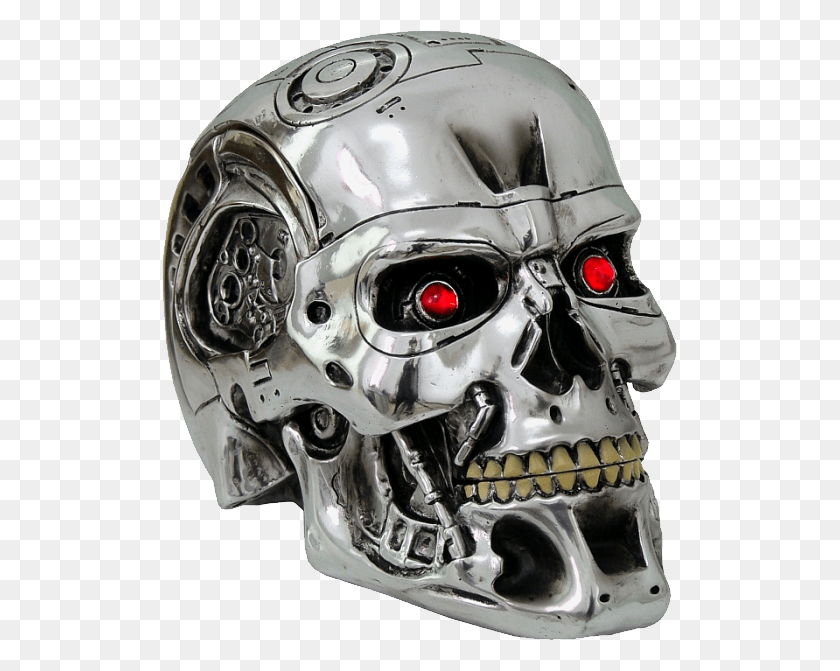 515x611 Descargar Png Terminator Skull Nemesis Now Terminator 2 Judgment Day T 800 Head, Casco, Ropa, Vestimenta Hd Png
