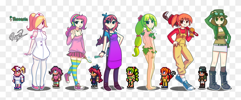 1556x577 Terraria Map Viewer Transparent Background Terraria Girl, Person, Human, Comics HD PNG Download