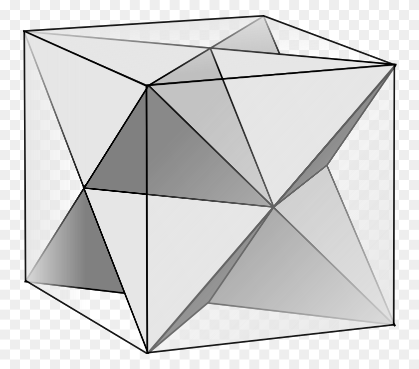 750x679 Tetrahedra In Cube Stellated Octahedron Cube, Triangle, Building, Solar Panels HD PNG Download