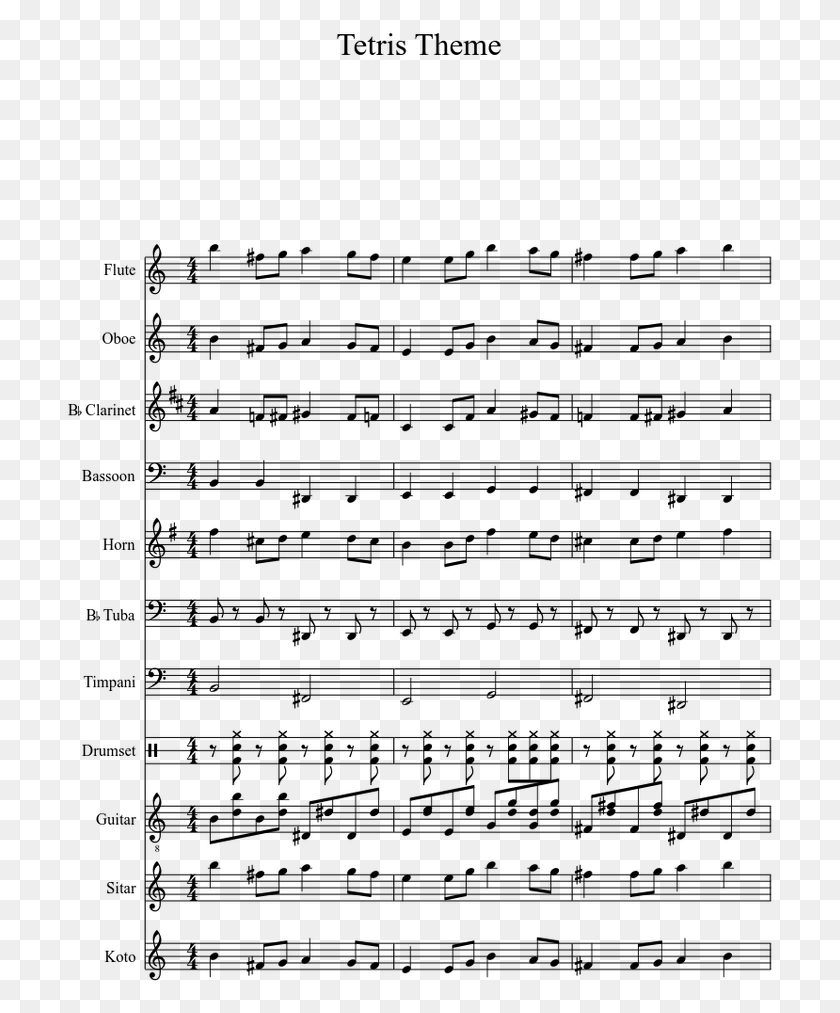 708x953 Tetris Theme A Semper Paratus Sheet Music Trumpet, Gray, World Of Warcraft HD PNG Download