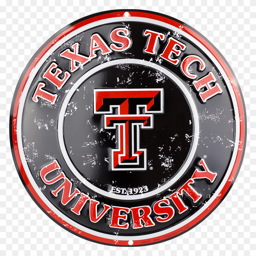 1000x1000 Texas Tech Red Raiders Circle Sign Texas Tech University, Label, Text, Lager HD PNG Download