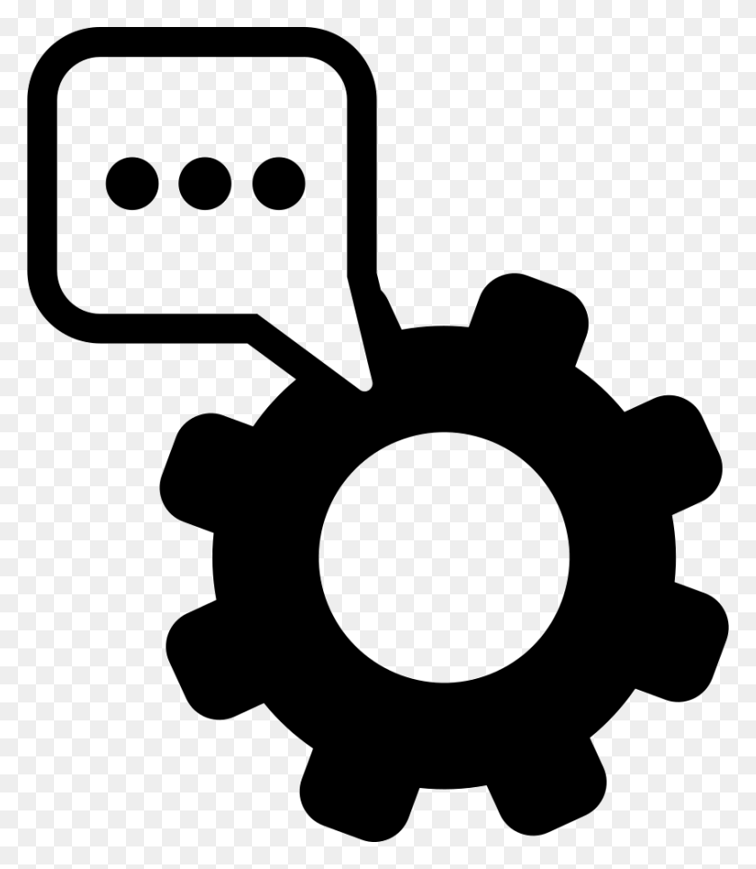 844x980 Text Settings Symbol Of A Cogwheel With A Speech Bubble Sms Setting Icon, Machine, Gear, Shovel HD PNG Download