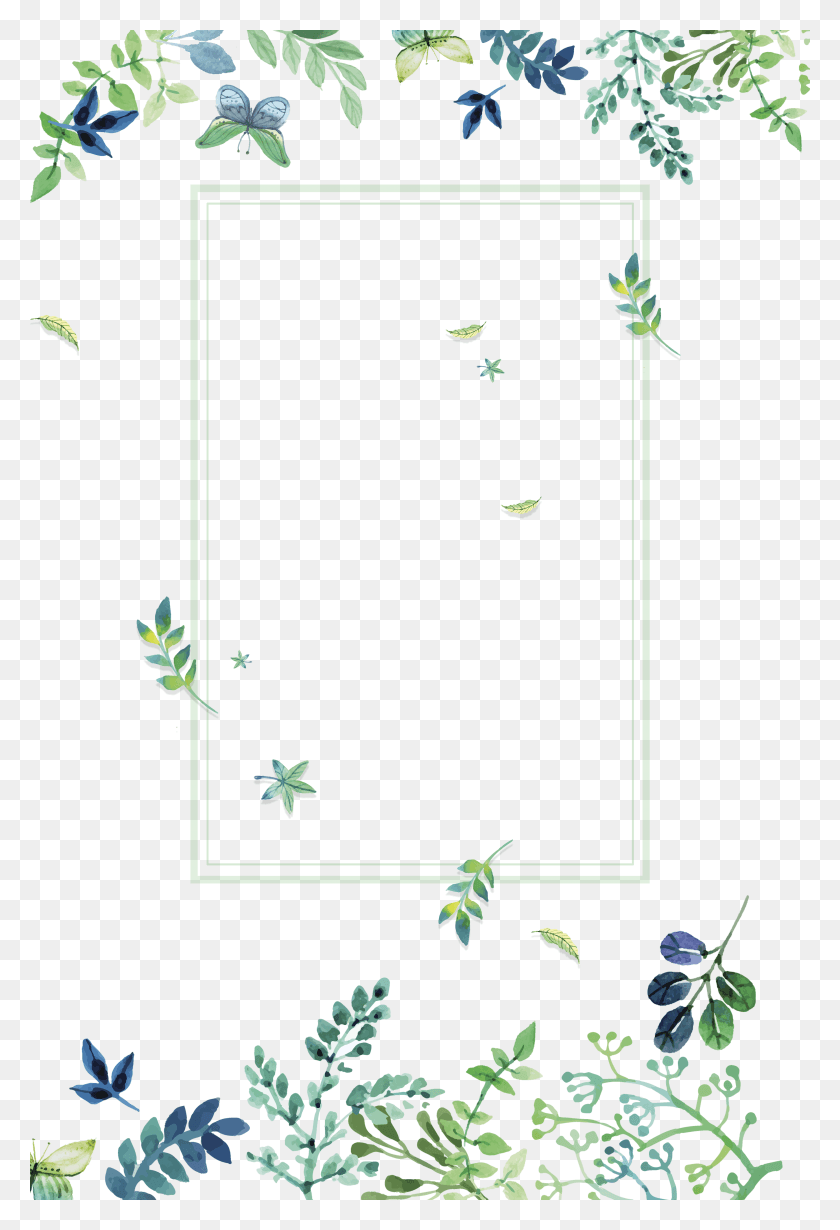 3543x5315 Текстура Зеленые Маленькие Свежие Цветы Границы Клипарт Акварель Зеленые Цветы, План, Участок, Диаграмма Hd Png Скачать