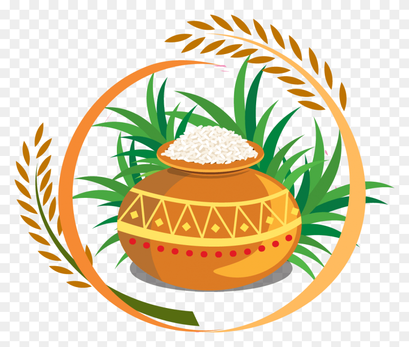 1107x926 Thai Pongal Harvest Festival Clip Art Happy Pongal Logo, Plant, Food, Vegetable HD PNG Download