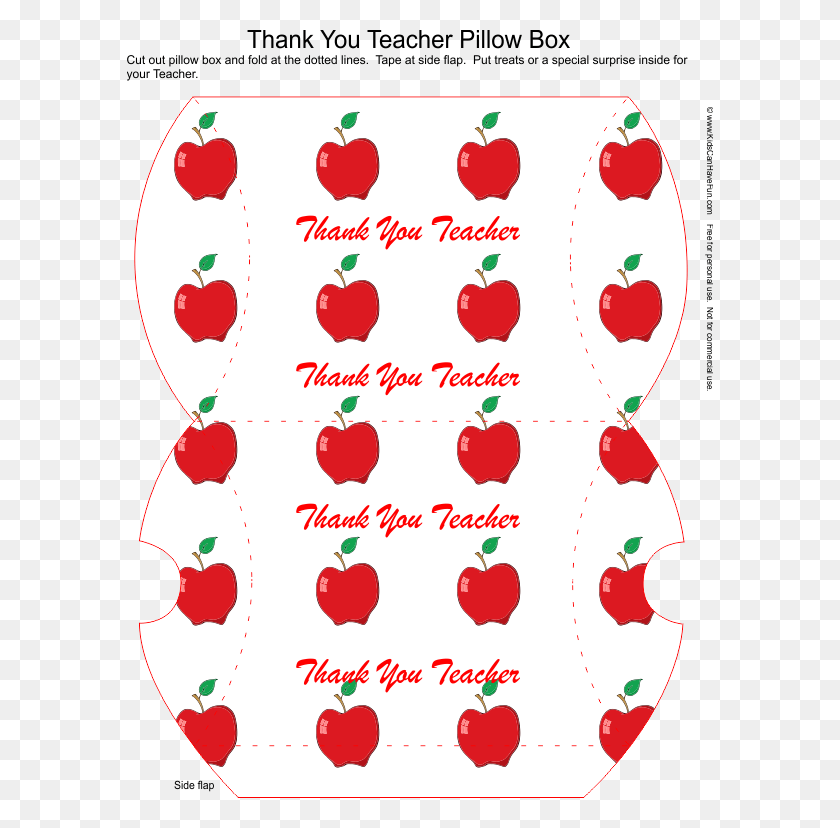 586x768 Thank You Teacher Apple Pillow Box, Text, Number, Symbol HD PNG Download