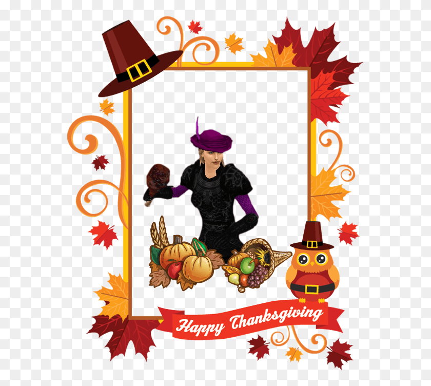579x692 Thanksgiving Frame Clip Art, Person, Human, Poster HD PNG Download