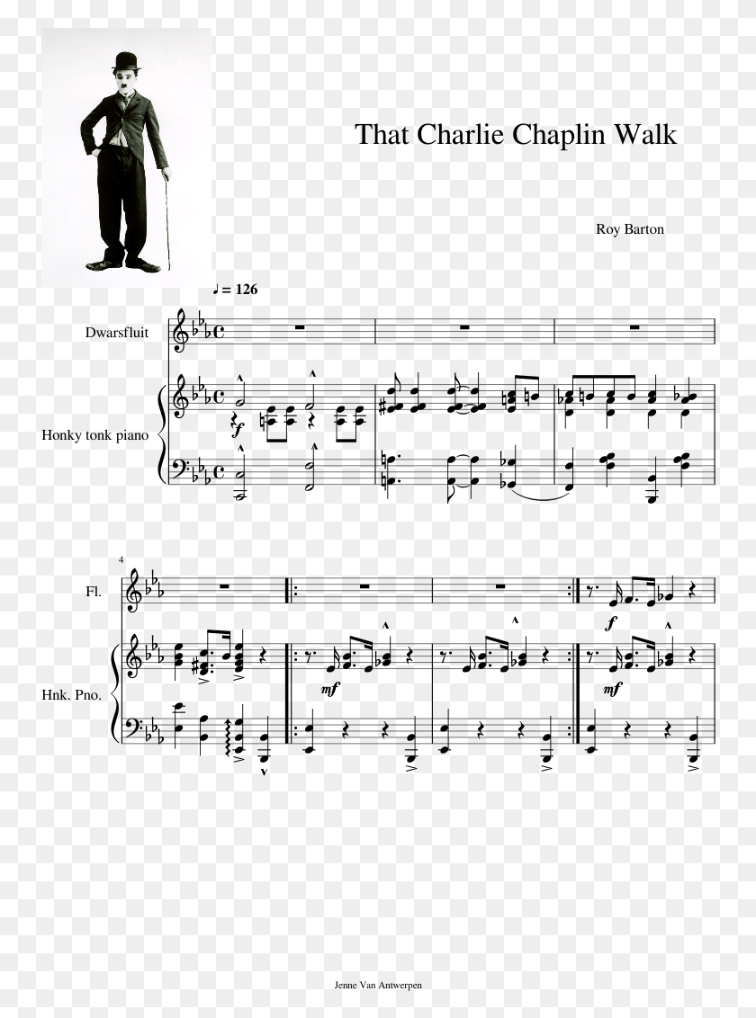 750x1072 That Charlie Chaplin Walk Sheet Music Composed By Roy Sheet Music, Person, Human, Outdoors HD PNG Download