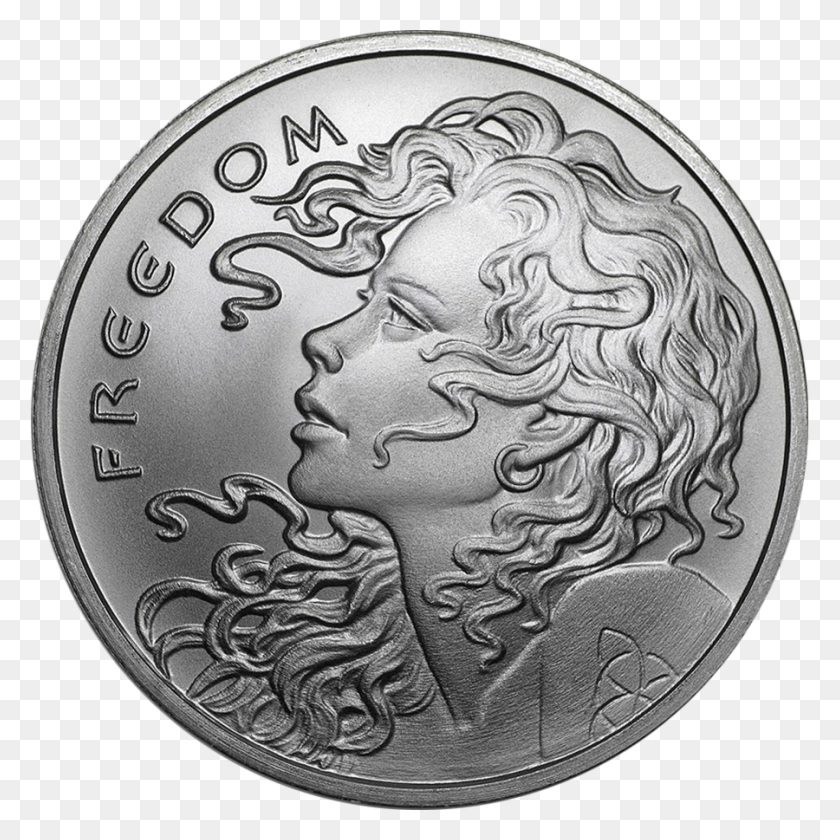 900x900 The 2018 Usa Freedom Girl 1oz Silver Shield Round Is Cinco Cents Espagne, Coin, Money, Rug HD PNG Download