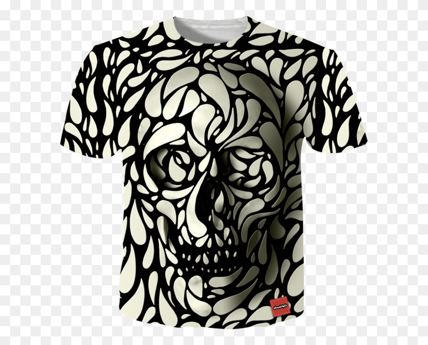 607x617 The 3D Skull Tshirt T Shirt Skull Design, Back, Clothing, Apparel Descargar Hd Png