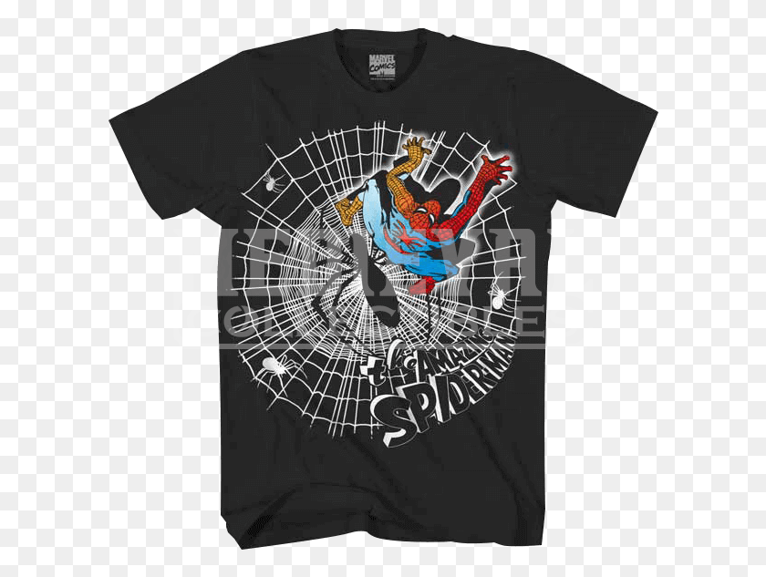 604x573 The Amazing Spiderman Black T Shirt Active Shirt, Clothing, Apparel, T-shirt HD PNG Download