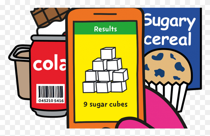 861x535 The App Tells You The Equivalent Amount Of Sugar In Equivalence En Morceau De Sucre, Label, Text, Electronics HD PNG Download