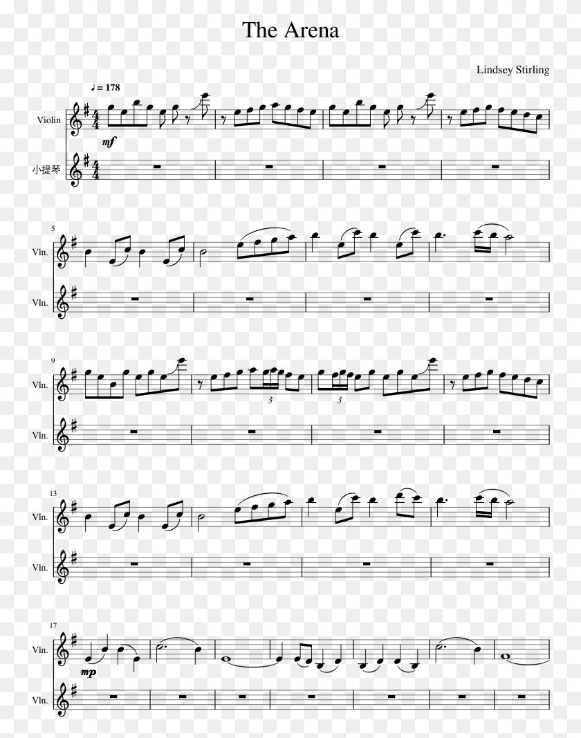 750x1007 The Arena Lindsey Stirling 9039s X Men Theme Song Sheet Music, Gray, World Of Warcraft HD PNG Download