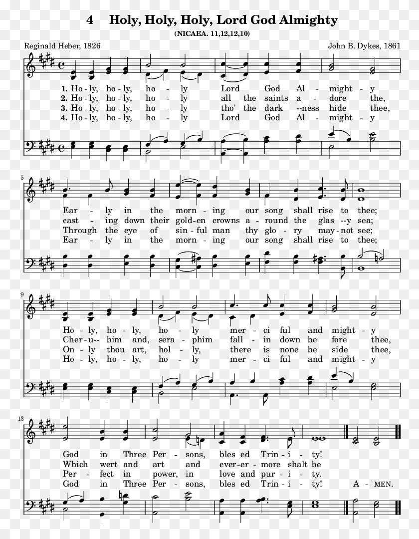 768x1020 The Army And Navy Hymnal Holy Holy Holy Lord God Almighty, Sheet Music, Menu, Text HD PNG Download