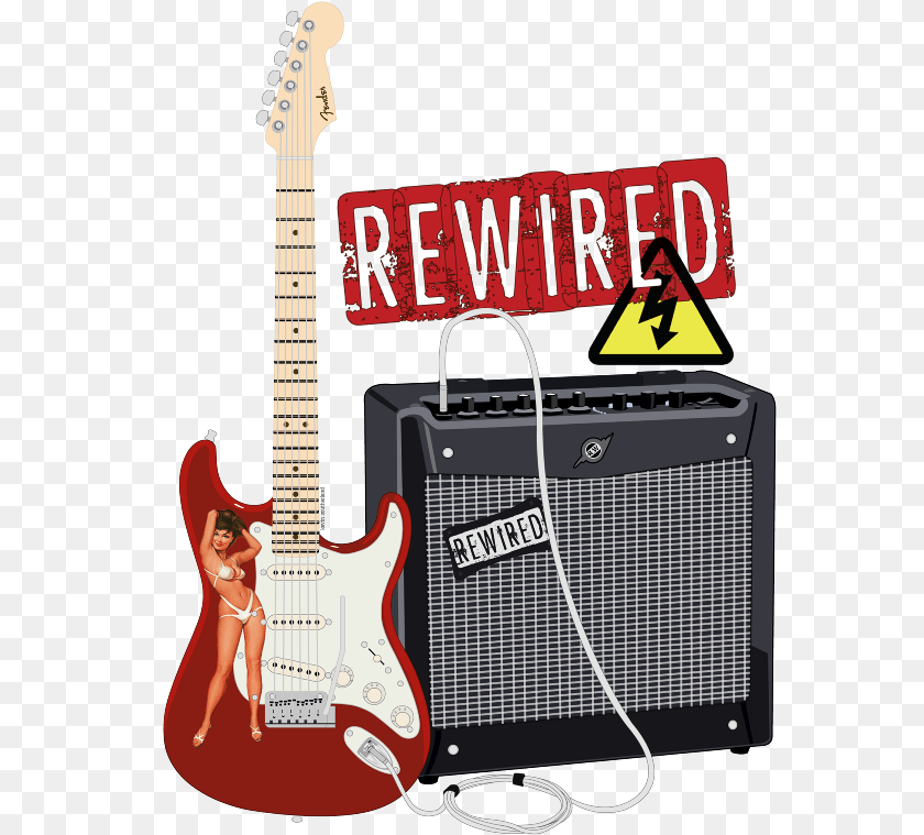 572x759 The Band Rewired Asked Me To Design A Logo For Them Black Squier Strat, Guitar, Electric Guitar, Musical Instrument, Person Sticker PNG