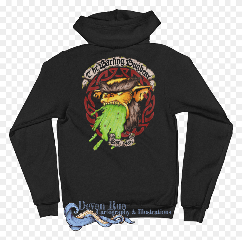 853x845 The Barfing Bugbear Zippered Hoodie Sweatshirt, Clothing, Apparel, Sweater HD PNG Download