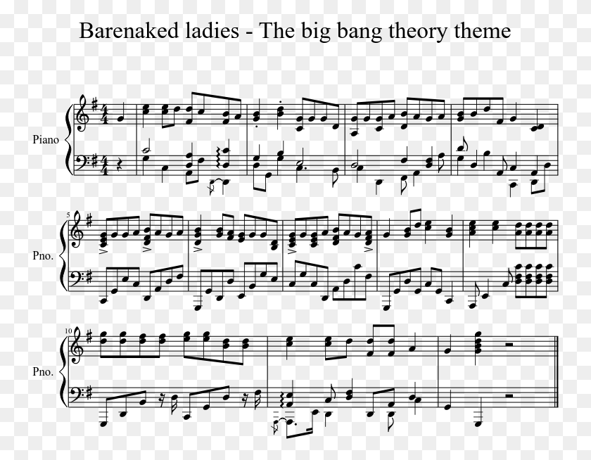749x594 The Big Bang Theory Theme Sheet Music Thank U Next Piano Sheet Music, Gray, World Of Warcraft HD PNG Download