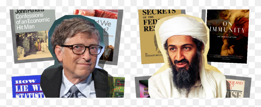 1315x481 The Bill Gates Osama Bin Laden Library Smackdown Turban, Face, Person, Human HD PNG Download