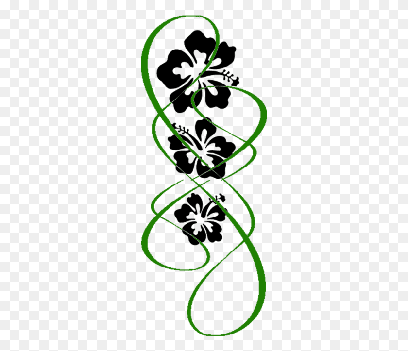 261x663 Черно-Белый Дизайн Татуировки Гибискуса, Райская Птица Символизирует Великолепие И Радость, Растение, Текст, Зеленый Hd Png Скачать