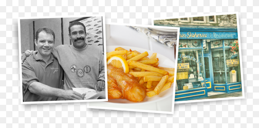 987x450 The Blakeley Family Have Been Serving Fish Amp Chips, Person, Human, Advertisement Descargar Hd Png