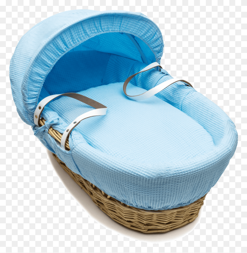928x953 The Blue Waffle On Natural Wicker Moses Basket Uses Baby Moses Basket, Furniture, Cradle HD PNG Download