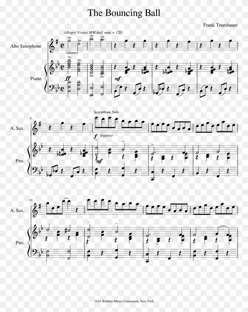 773x995 The Bouncing Ball Sheet Music Composed By Frank Trumbauer Thank You Next Alto Sax, Gray, World Of Warcraft HD PNG Download