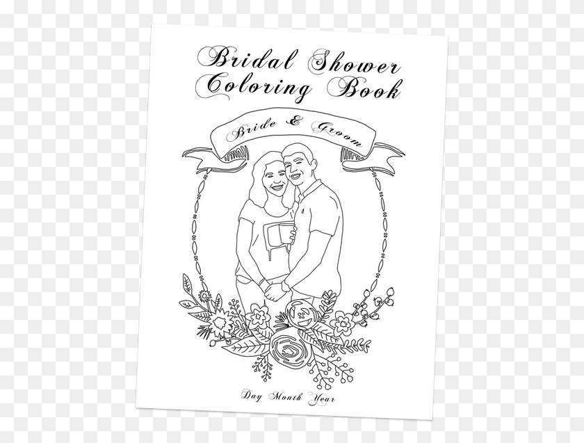 457x577 The Bridal Shower Coloring Book Package Is A Great Drawing, Text, Advertisement, Poster HD PNG Download