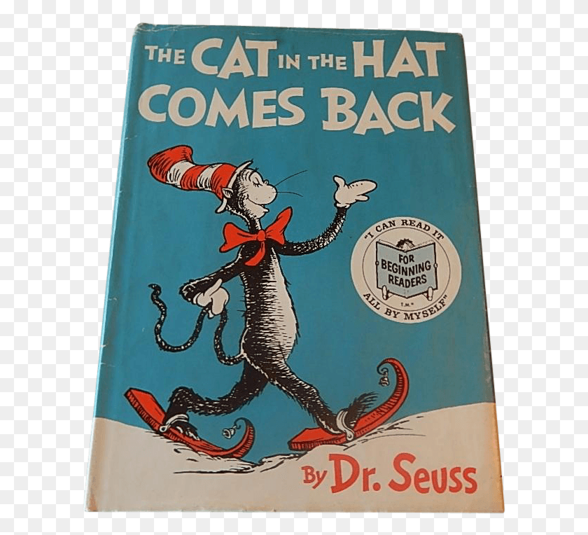 605x704 The Cat In The Hat Comes Back Written By Dr Cartoon, Text, Animal, Mammal HD PNG Download