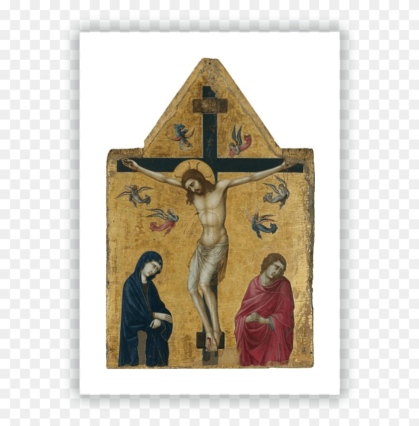 586x795 La Crucifixión Con La Virgen San Juan Y Los Ángeles Crucifixión Siglo Xiv, Cruz, Símbolo, Persona Hd Png