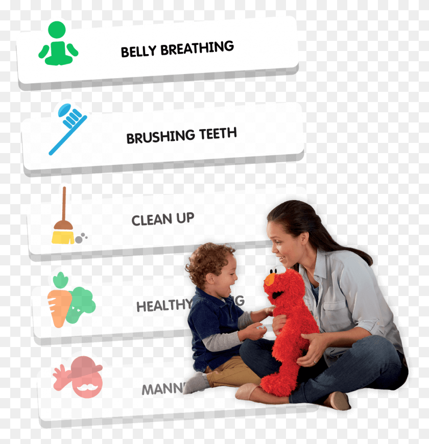 1077x1119 The Elmo Toy Can Encourage Daily Routines Baby, Person, Human, Text HD PNG Download