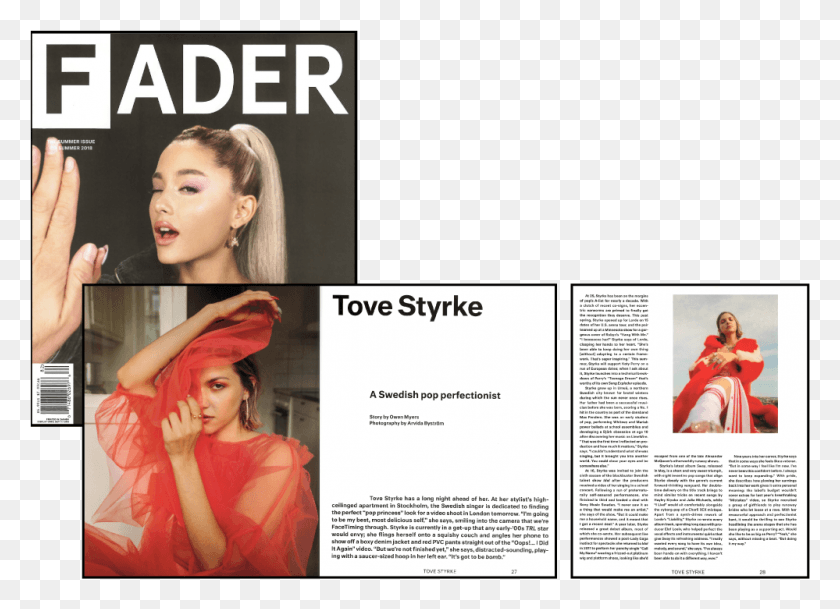 999x704 The Fader Tove Styrke Elle Ariana Grande Magazine Cover, Person, Human, Clothing HD PNG Download