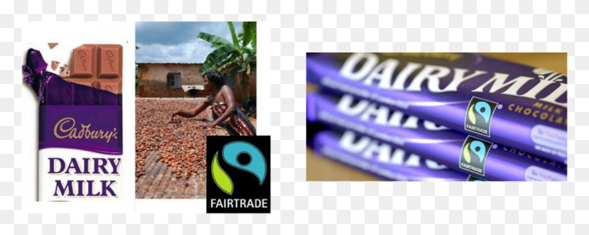1055x374 Логотип Fairtrade На Стороне Cadbury39S Молочное Молоко Fairtrade Cadbury, Человек, Человек, Растение Hd Png Скачать