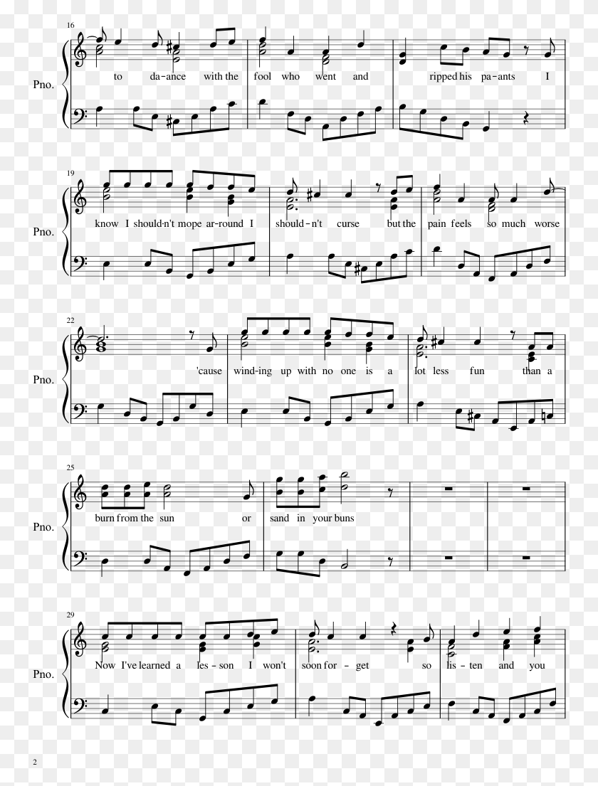 750x1045 The Fool Who Ripped His Pants Sheet Music 2 Of 3 Pages Gravity Falls Main Theme Finale Piano Cover, Gray, World Of Warcraft HD PNG Download