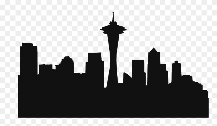 1433x788 La Galería Para Gt, La Silueta De La Ciudad De Seattle Skyline Stencil, Cruz, Símbolo Hd Png