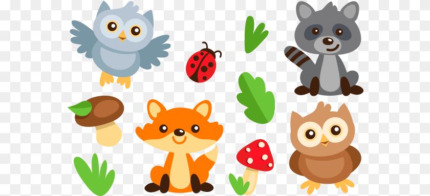 579x383 The Graphic Cave Forest Forest Animals Vectors, Toy, Plush, Fungus, Plant Sticker PNG