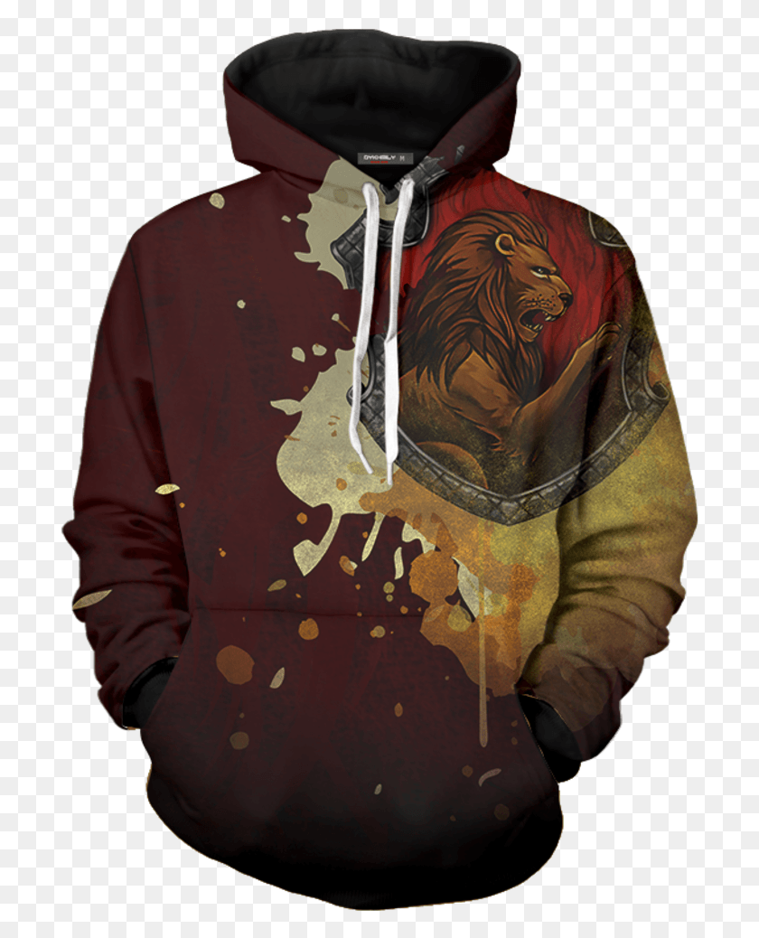 707x978 The Gryffindor Lion Hogwarts Harry Potter 3d Hoodie Dragon Ball Z Hoodie Red And Black, Clothing, Apparel, Sleeve HD PNG Download