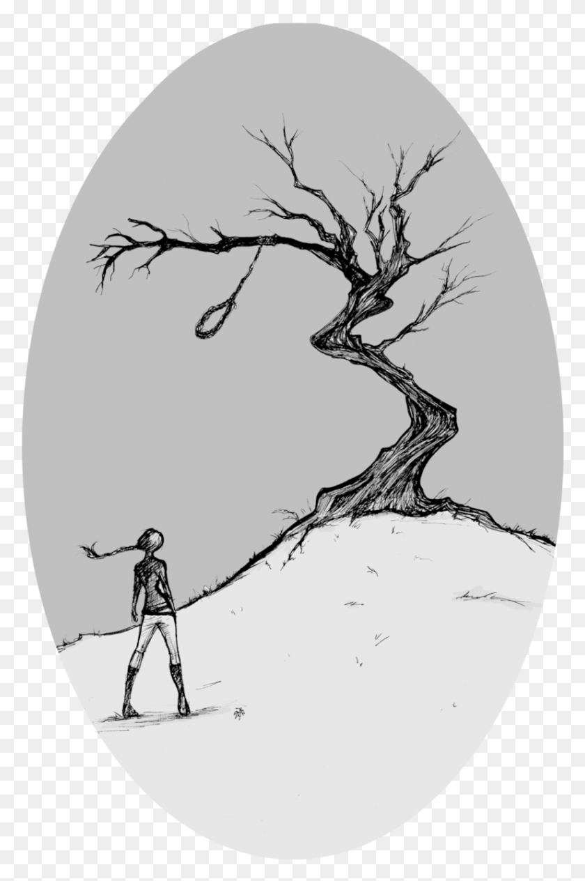 826x1276 The Hanging Tree Rope Hanging From Tree Drawing, Person, Human, Plant HD PNG Download