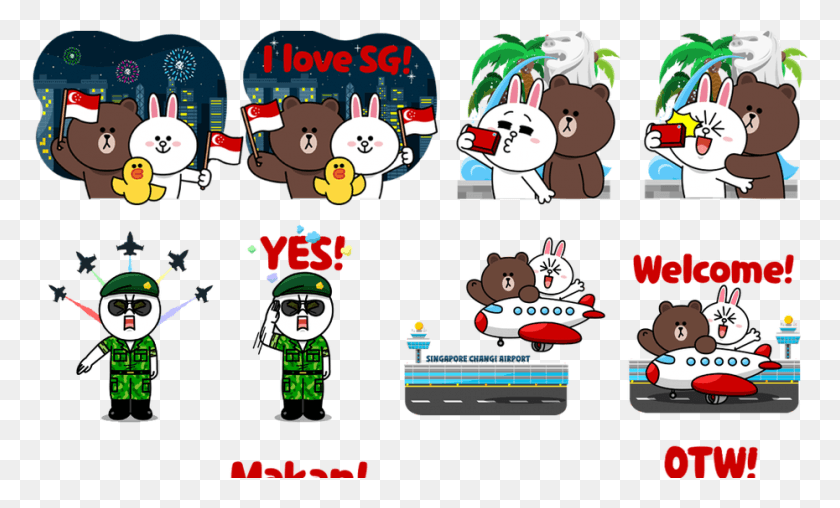 930x535 The Happy National Day Singapore Sticker Set Is Available Line Friends Singapore Stickers, Text, Label, Leisure Activities HD PNG Download