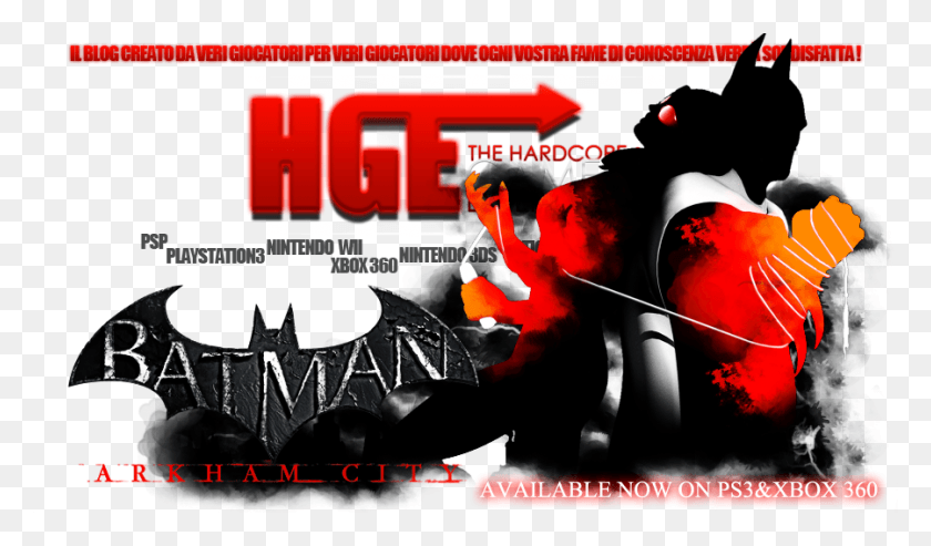 900x500 Descargar Png The Hardcore Gamer Experience Batman Arkham City, Cartel, Anuncio, Símbolo Hd Png