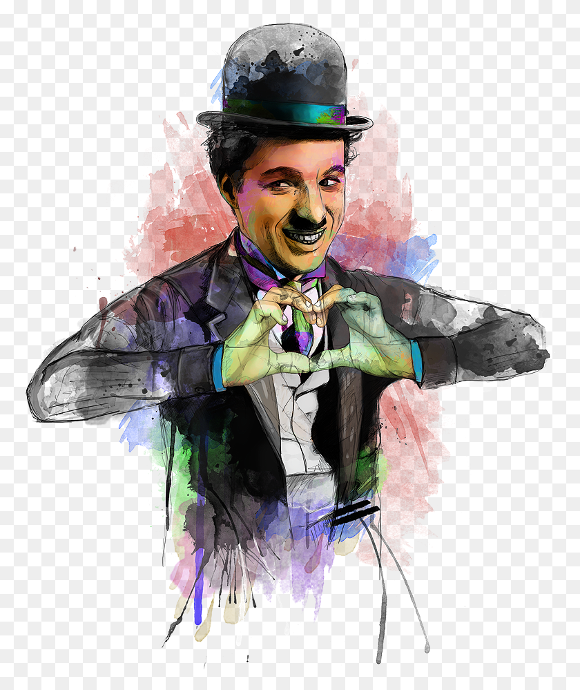 769x939 The Icons By Katt Phatlane Heath Ledger As The Joker Night Out Charlie Chaplin, Person, Human, Clothing HD PNG Download