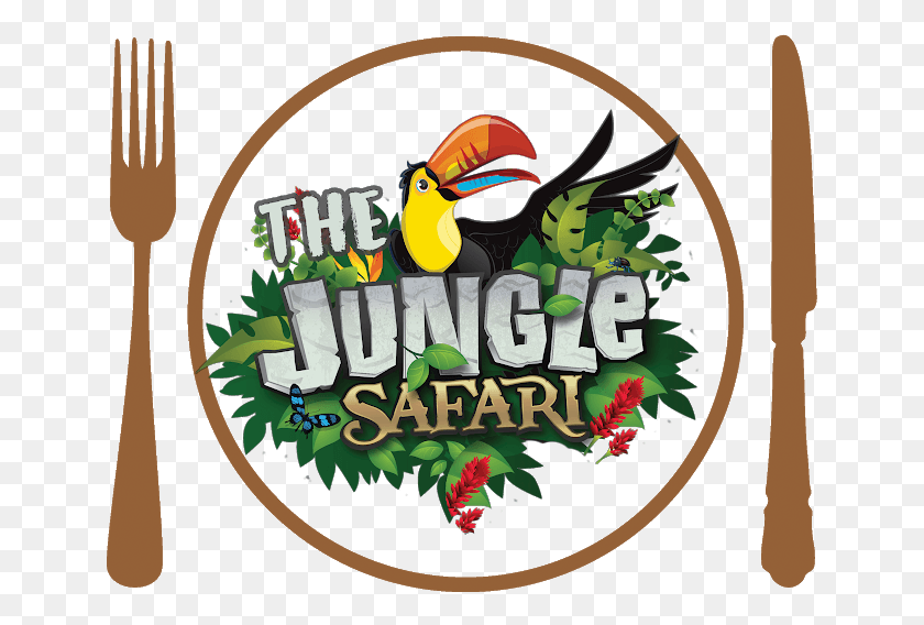 647x508 Descargar Png The Jungle Safari Jungle Safari Logo, Texto, Tenedor, Cubiertos Hd Png