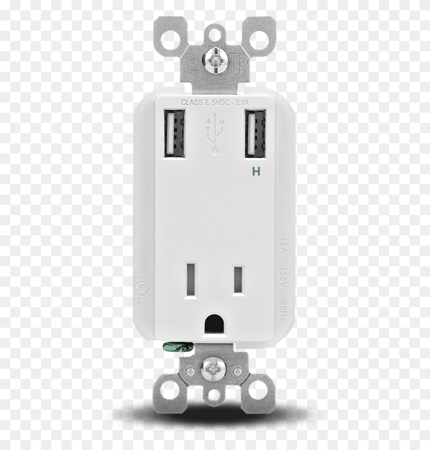439x819 The Leviton 15 Amp Wall Outlet With Dual Usb Connections Leviton, Electrical Outlet, Electrical Device, Adapter HD PNG Download