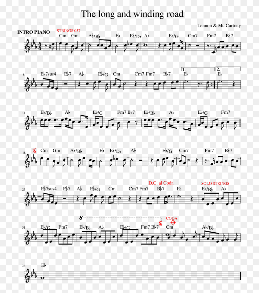729x891 The Long And Winding Road Sheet Music For Piano Sheet Music, Flare, Light HD PNG Download