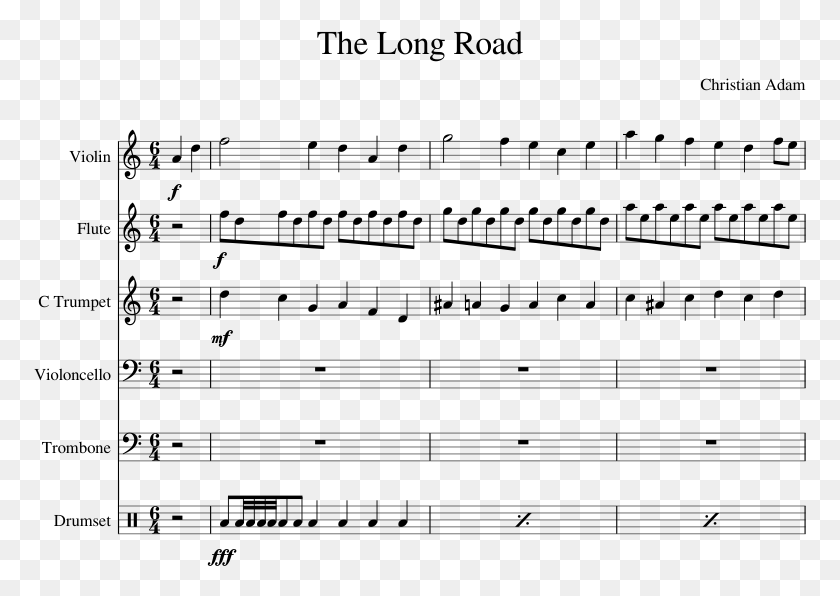 773x536 The Long Road Sheet Music Composed By Christian Adam Red Lion Violin Sheet, Gray, World Of Warcraft HD PNG Download