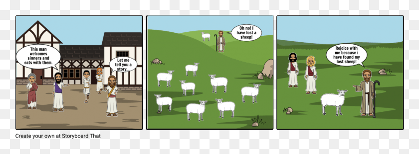 1145x368 The Lost Sheep Cartoon, Person, Human, Cow HD PNG Download