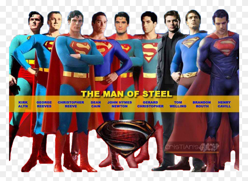 961x682 Люди Из Стали Много Лиц Супермена, Человек, Человек, Плакат Hd Png Скачать