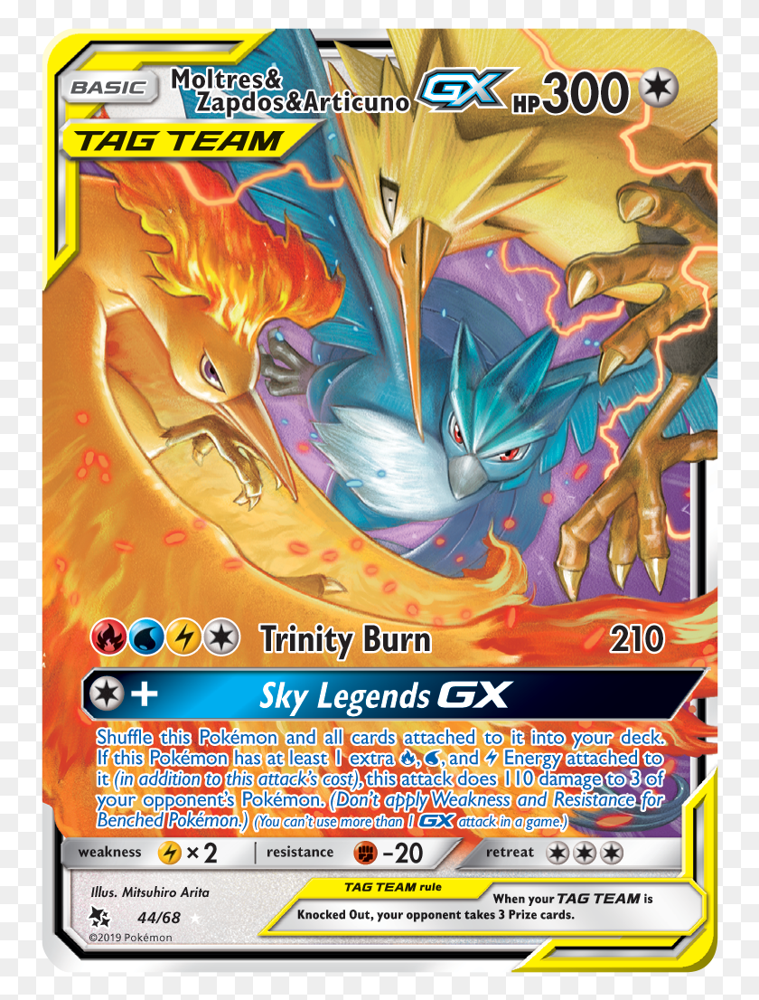 750x1046 The Moltres Amp Zapdos Amp Articuno Gx Tag Team Trio Card Tag Team Pokemon Cards, Poster, Advertisement, Flyer HD PNG Download