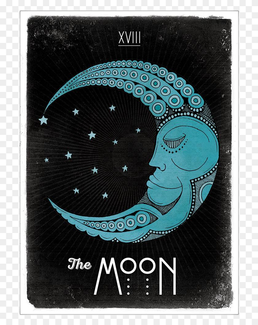 722x1000 The Moon Tarot Print Original Postage Stamp, Poster, Advertisement HD PNG Download