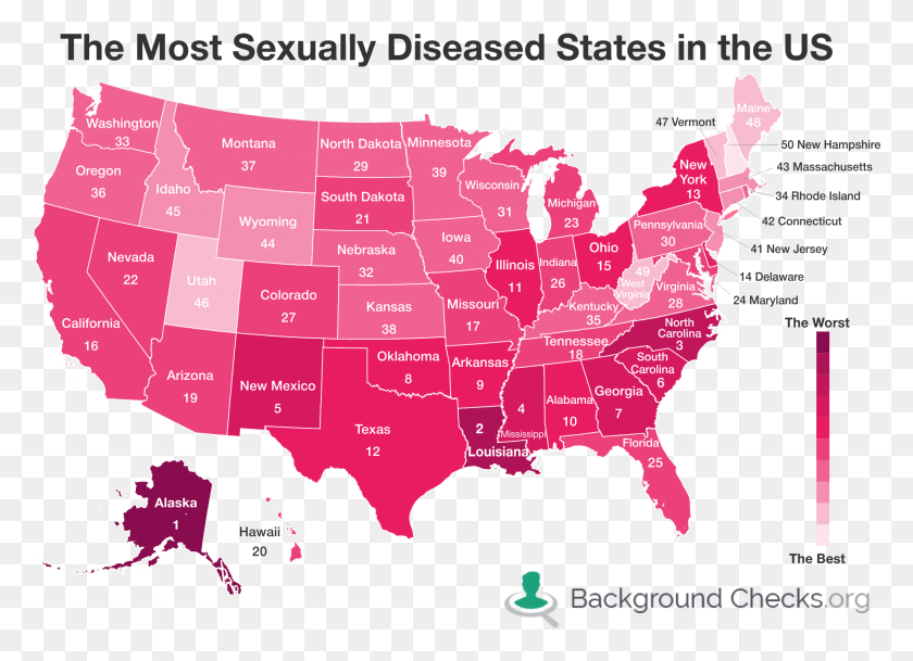 1946x1371 The Most And Least Sexually Diseased States In The States With Highest Std Rates 2017, Plot, Map, Diagram HD PNG Download